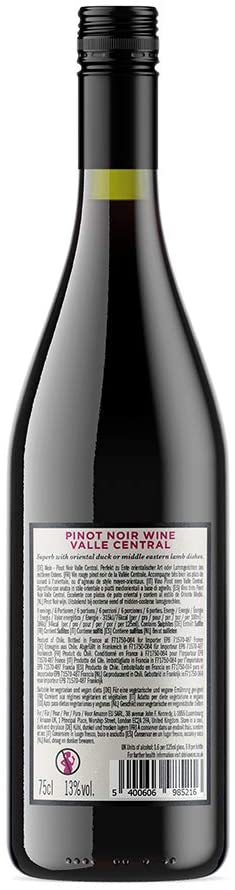 Back of Bottle - Evansea Pinot Noir Wine