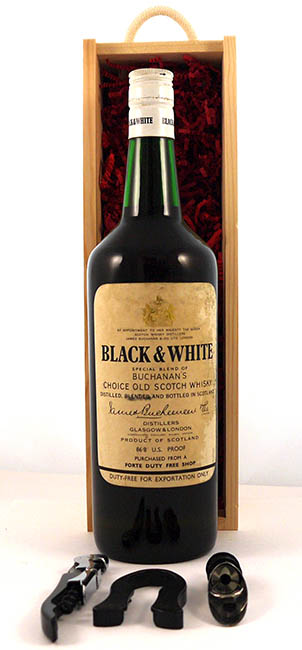 1950's Black and White Buchanan's Scotch Whisky (1950's) Export Bottling