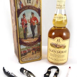 1990's Glen Moray Single Highland Scotch Whisky 12 Year Old Tin Presentation The Highland Light Infantry.