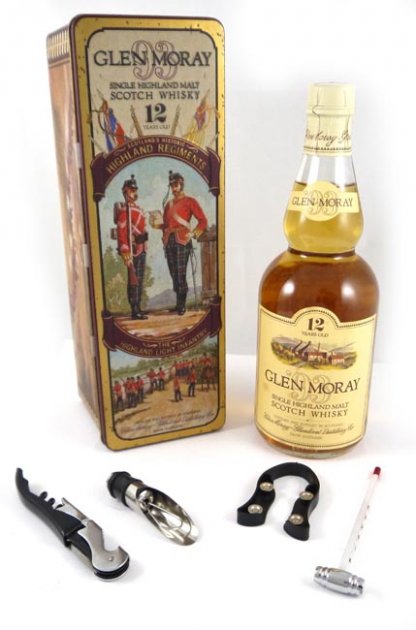 1990's Glen Moray Single Highland Scotch Whisky 12 Year Old Tin Presentation The Highland Light Infantry.